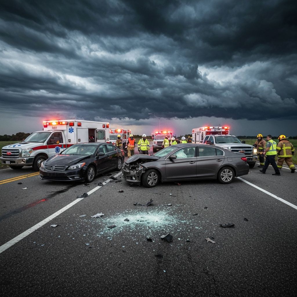 Serious car accident scene with emergency response - the type of cases we generate leads for